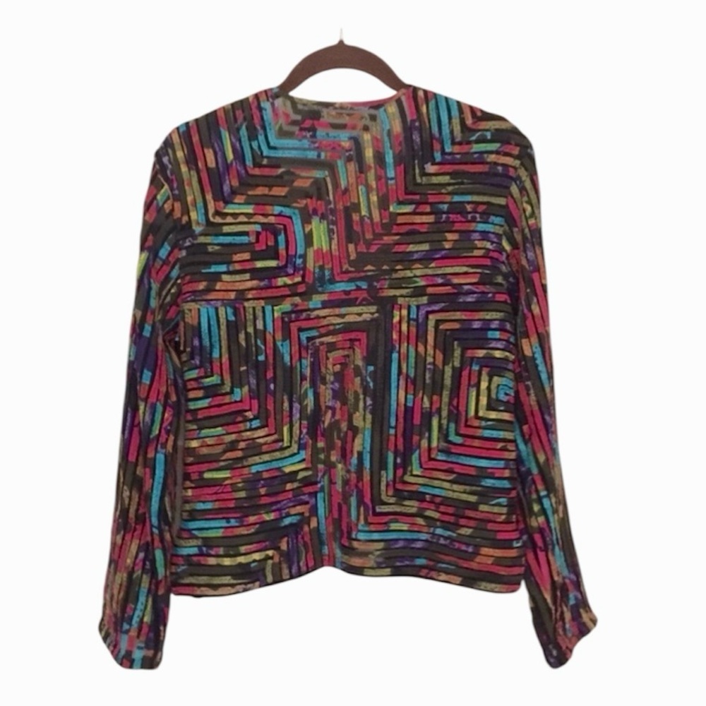 Chico’s Multi Color Ribbon Patchwork Sheer Boho J… - image 2